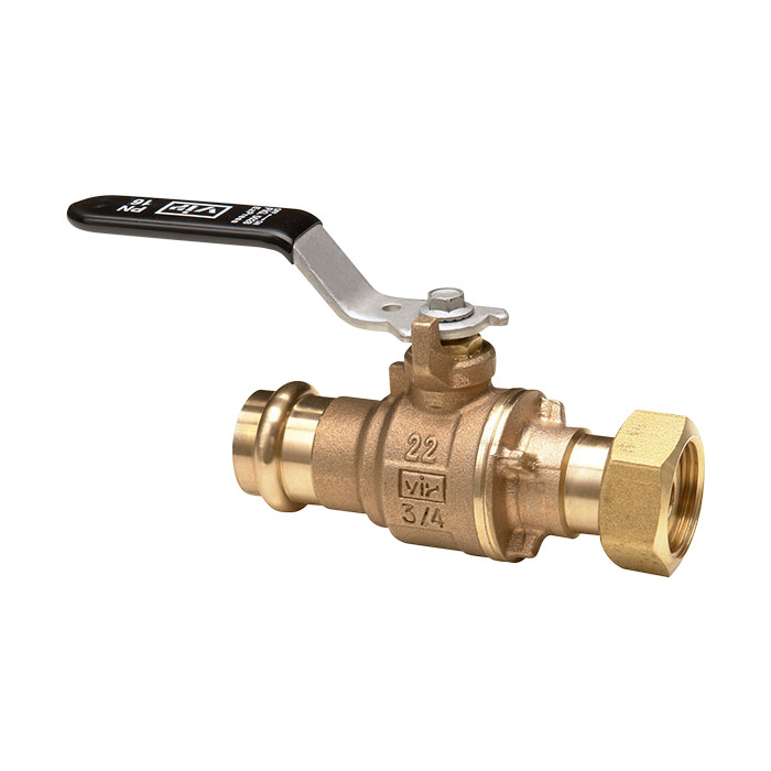 Full port press-fit/threaded bronze ball valve PN16 with tail piece