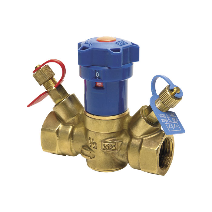 Variable orifice DZR brass double regulating valve with standard test points
